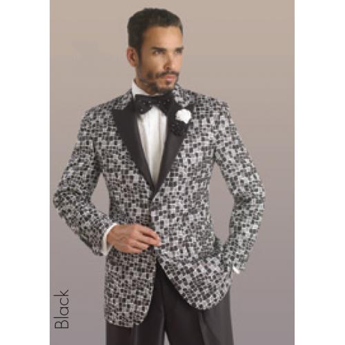 E. J. Samuel Black Geometric Suit M2652